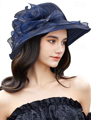  γυναικείο καπέλο οργάντζα kentucky fascinator - ντέρμπι κοκτέιλ τσαγιού πάρτι καπέλο ήλιου γαμήλιο νυφικό καπέλο εκκλησίας με λουλούδια, συσκευασμένο