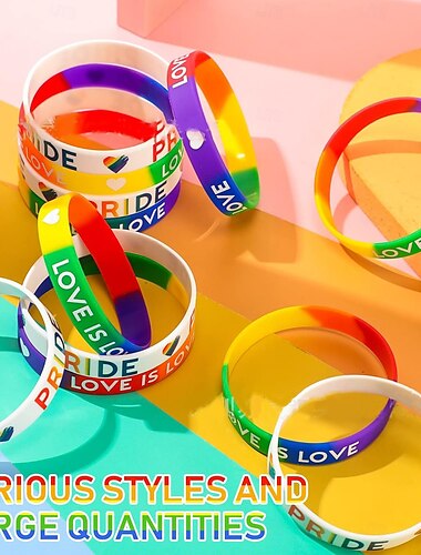  5шт. радужных силиконовых браслетов Pride, браслеты для пар геев ЛГБТ, аксессуары Love is Love, декор месяца Pride, подарок для украшения вечеринки
