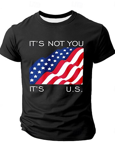  Amerikanischer Unabhängigkeitstag Herren Amerikanische US-Flagge T Shirt Kurzarm T-Shirt 3D-Druck Rundhalsausschnitt Hemd Mode Täglich Basic Straße Lässig Täglich Schwarz Weiß Blau Sommer Frühling