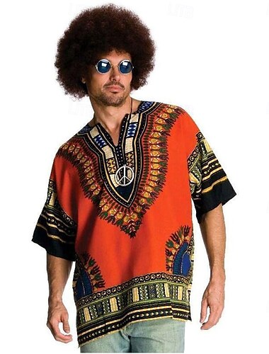  Rubie's Kostüm Herren Hippie Perücke hitzebeständiges synthetisches Haar 70er Perücke Halloween Perücken