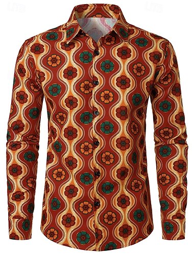  Rétro Vintage Années 1970 Chemise Disco Géométrique Psychédélique Homme Halloween Carnaval Festival de Musique Défilé de la Fierté Mois des Fiertés Adulte Chemise