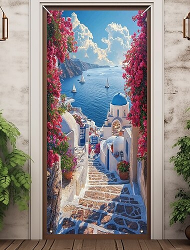  Ozdoby na dveře oceánské pláže kryty na dveře tapisérie na dveře závěs na dveře dekorace pozadí vnitřní/venkovní banner na dveře pro přední dveře farmářský dům