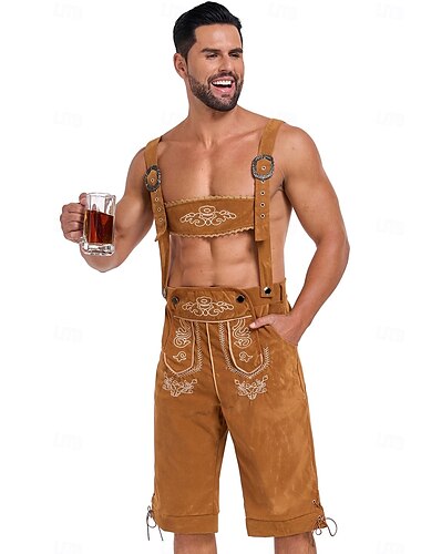  Oktoberfestbier Kostüm Bestickt Lederhosen Bayerisch Deutsch München Wiesn Herren Party Bier Festival Stoff im traditionellen Stil