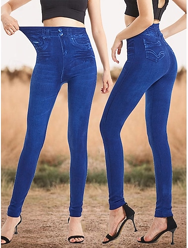  Leggings pour femmes Pantalons Impression 3D Chinos Vacances Décontracté Longueur Complète Haute Taille Imprimé Graphique Confortable Doux Agréable Extensible Extérieur Rue Bleu Été Slim Fit
