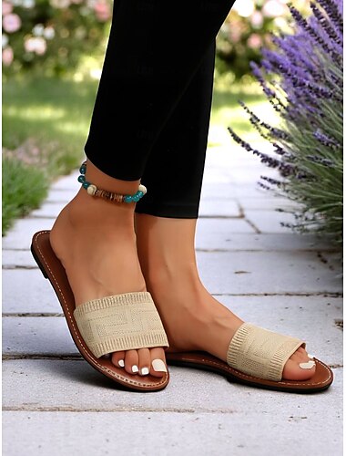 sandálias femininas flyknit slide – sapatilhas leves e respiráveis de verão para mulheres, perfeitas para encontros casuais e passeios em climas quentes