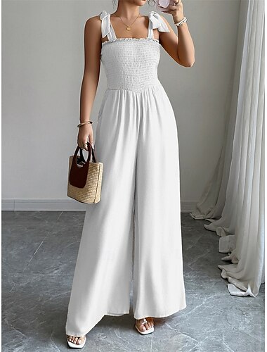  Overalls Quinceanera-Kleider Elegant Kleid Hochzeit Hochzeitsgast Bodenlang Ärmellos Spaghettiträger Polyester Rückenfrei mit Gerafft 2025