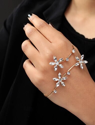  Damen Tennisarmband Klassisch Kostbar Blumenform Vintage Mode Niedlich Strass Armband Schmuck Silber Für Geschenk Täglich Verlobung