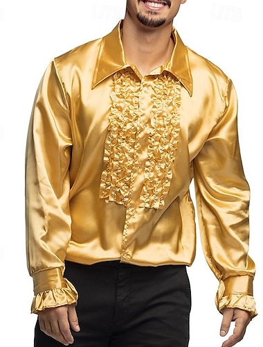  Rétro Vintage Années 1970 Rave Chemise Disco A Volants Homme Halloween Carnaval Festival de Musique Défilé de la Fierté Mois des Fiertés Adultes Chemise Toutes saisons