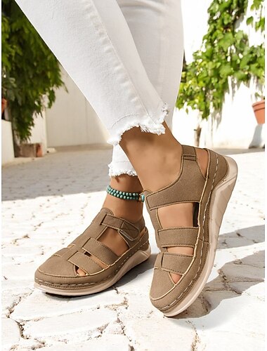  Bequeme Fischersandalen für Damen mit Klettverschluss – rutschfeste flache Schuhe für den täglichen Gebrauch im Freien