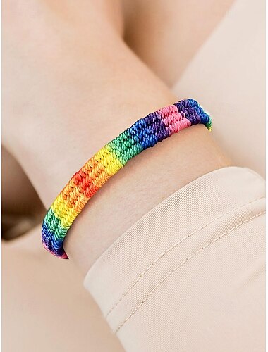  Pulsera de la amistad arcoíris hecha a mano: pulsera tejida ajustable para el orgullo para hombres y mujeres, joyería LGBTQ+ colorida para festivales del orgullo, desfiles y apoyo diario.