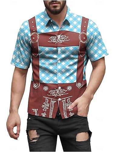  Oktoberfest Lederhosen-Print Bluse / Hemd Bayerisch München Deutsch Grafik Für Herren Erwachsene Oktoberfestbier 3D-Druck Festival