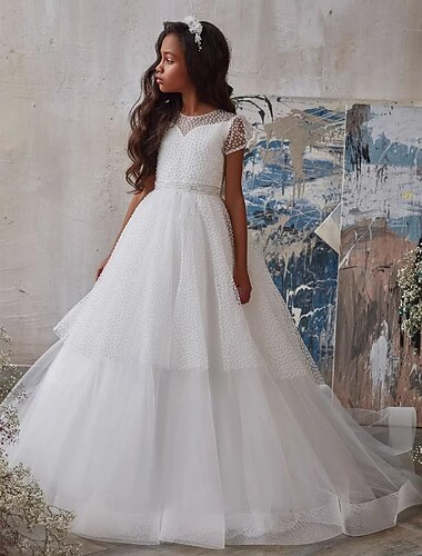  Vestido de Gala Hasta el Suelo Vestido de Niña Florista Primera Comunión Elsa congelada Niñas lindo vestido de fiesta Tul con Fruncido Estilo real tutú Ajuste 3-16 años
