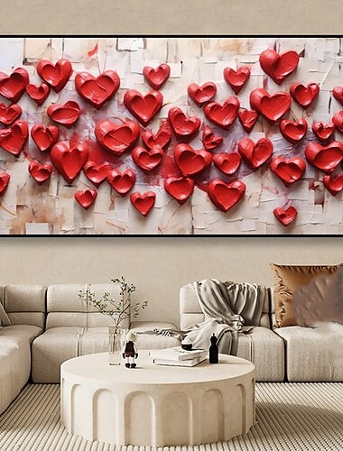  Mintura artesanal coração gráfico imprensa pinturas a óleo sobre tela arte de parede decoração moderna abstrata textura imagem para decoração de casa rolou sem moldura pintura não esticada