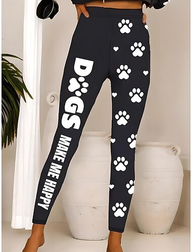  Dames Leggings Actief Vintage Modieus Volledige lengte Hoge taille Grafisch dier Kat Opdrukken Ademend Zacht Rekbaar Vakantie Casual Dagelijks WiZwart ブラックとレッド Zomer Lente Normale pasvorm