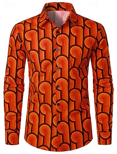  Retro vintage Jaren '70 Hemd Schijf Meetkundig Psychedelisch Voor heren Halloween Carnaval muziekfestival Prideparade Trots maand Volwassenen Hemd