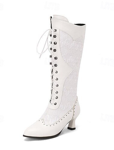  Rococó Barroco Victoriano Zapatos Botas hasta la rodilla Tacón alto Mujer Real Víspera de Todos los Santos Carnaval Mascarada Rendimiento Fiesta y Noche Carnaval de Venecia Adulto Zapatos