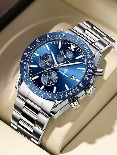  Luxuriöse Business-Herrenuhr – Chronograph, wasserdichte Quarz-Armbanduhr mit Edelstahlarmband für formelle und legere Kleidung mit Datumsanzeige