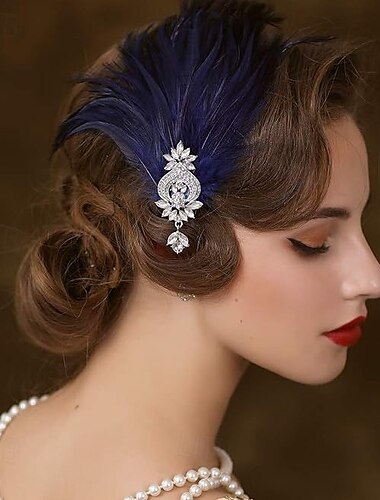  Retro Vintage Goldene Zwanziger 1920er Stirnband Der große Gatsby Flapper-Mädchen Feder Damen Halloween Karneval Hochzeit Abendgesellschaft Maskerade Stirnband