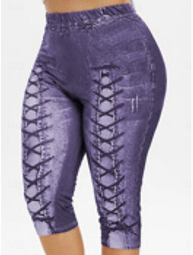  Damen Leggings Shorts 3D Druck Chinos Urlaub Vintage Ethno-Stil Knielang Hohe Taille Hoch geschnitten Komfort Atmungsaktiv Schnell trocknend Dehnbar Outdoor Straße Alltag Schwarz Blau Lila Grau