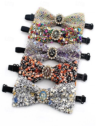  Luxuriöse Herrenfliege mit Edelsteinen und verstellbarem Riemen – handgefertigtes Smoking-Accessoire mit Kristallperlen für Hochzeiten, Galas, Bühnen- und Partykleidung