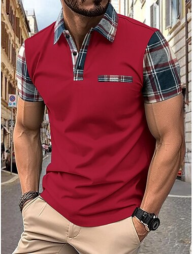  Herren Polo Golfhemd Geschäft Casual Klassisch Kurzarm Modisch Feste Farbe Knopf Tasche Sommer Frühling Regular Fit Schwarz Weiß Rote Marineblau Polo
