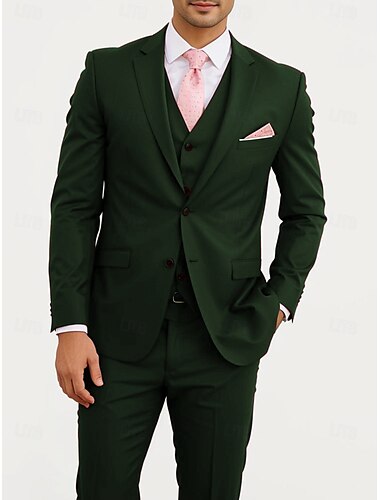  Hochzeits Business Anzüge für Herren Heimkehranzüge Bordeaux Marineblau Fashion Formal Einfarbig Standard Passform 3-teilig Einreiher Zwei-Knöpfe