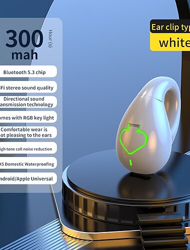  سماعات AX11 TWS Ear Clip سماعات أذن لاسلكية – سماعات بلوتوث 5.3 للرياضة والألعاب والمكالمات بدون استخدام اليدين، للاستخدام المحمول والسفر لنظامي iOS وAndroid