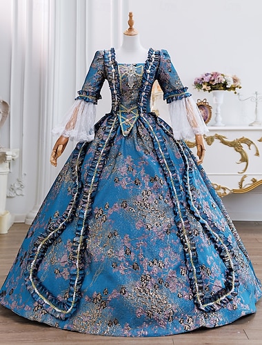  18e-eeuwse rococo-baljurk voor dames, prinses Maria Antonietta, rococo, victoriaanse renaissance-vakantiejurk