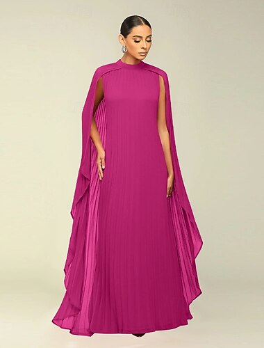  A-Linje Quinceanera Kjoler Elegant Kjole Formell Bryllup Gulvlengde Lang Ermel Høy Utringning Chiffon med Fald
