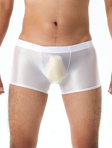  Kurze Boxershorts Unterwäsche Glänzendes Finish Herren Shinny Lederfetisch Nasser Look Einfarbig Kostüm für Nachtclub Pride Parade Pride-Monat Halloween Karneval Erwachsene