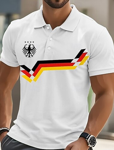  Voor heren Grafisch Polo Korte mouw Poloshirt Overhemden met kraag Casual School Buiten Alledaagse kleding 3D-afdrukken Zomer Wit blauw Groen