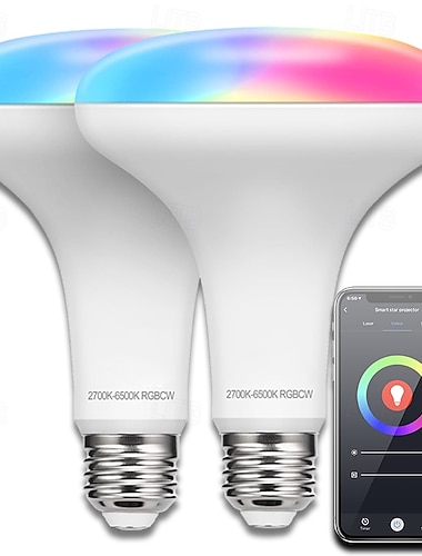 1 шт. Wi-Fi умная лампочка e26/27rgb изменение цвета 9w850lm голосовое дистанционное управление затемнением совместимо с alexa google