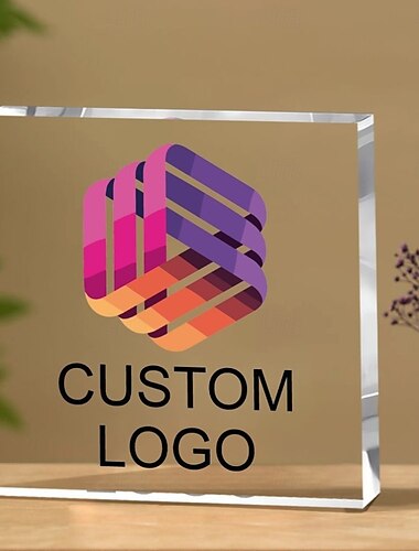  Personalisierte Acryl-Logo-Plakette, individuelle Foto- und Textplakette, Schauschild für Sammlerfiguren, Schreibtisch- oder Regaldekor