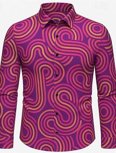  Retro Vintage 1970er Hemd Disco Geometrisch Herren Halloween Karneval Pride Parade Pride-Monat Festival Erwachsene Hemd