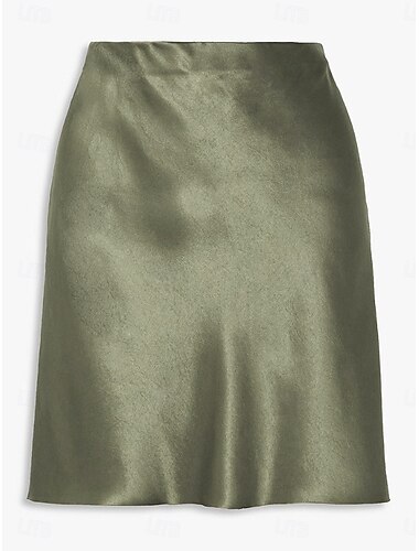  Women's Skirt A Line Solid Color Fashion Casual Mini High Waist Skirts Plain Pocket Print Micro-elastic Street Daily Black Champagne Gold Army Green Summer Satin