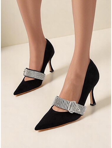  Strassbesetzte Slingback-Pumps für Damen mit Stilettoabsatz – glamouröse High Heels für die Cocktailparty
