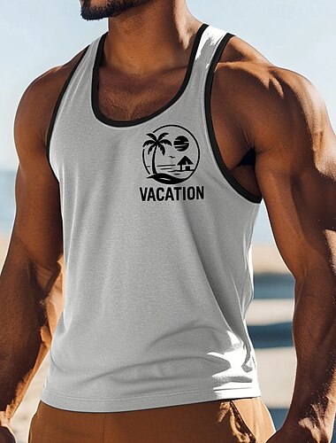  Herren Tank Top Weste Unterhemd Ärmelloses Shirt Ärmellos U-Ausschnitt Rundhalsausschnitt Sommer Einfarbig Einfach Mode Sportlich Klassisch Farbblock Straße Lässig Sport Schwarz Weiß Rote Top T-Shirt