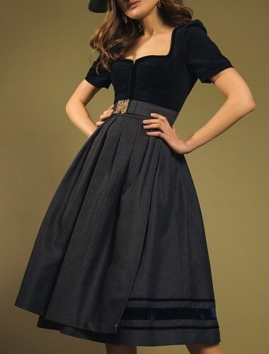  Oktoberfest Dress Dirndl Trachtenkleider Maid Bavarian German Wiesn Women's Traditional Style Cloth Dress