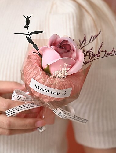  Zeeproosboeket cadeau, geconserveerde eeuwige bloem voor moeder, vrouw en vriendin, romantische kunstbloem voor Moederdag, Valentijnsdag, Kerstmis, verjaardag, jubileum