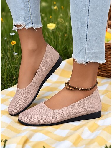  Damen-Slipper aus Flyknit – Obermaterial aus weichem Strick mit bequemem Stretch, leicht und atmungsaktiv, ideal für die Freizeit und Sommerausflüge