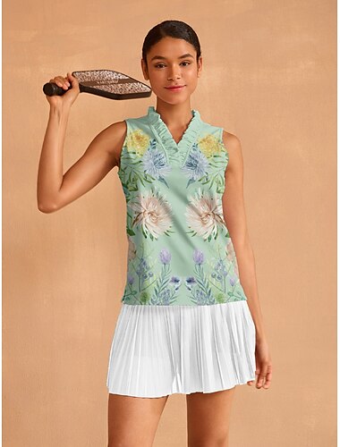  Damen Golf-Poloshirt Leicht Grün Ärmellos Oberteil Damen-Golfkleidung, Kleidung, Outfits, Kleidung