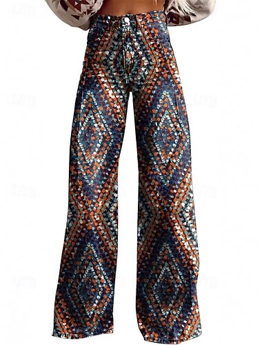  Retro / vintage 1970erne Y2K Bukser Bukser med brede ben Hippie Disk Høy Midje Stamme Fuskejeans-stil Dame Karneval Fritid / hverdag musikk festival Retro-temafest Voksne Bukser