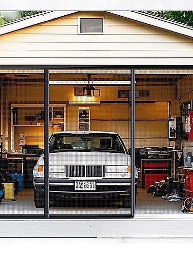  Garage Magnetische Fliegengittertür Garagentor-Screen Magnetverschluss Fiberglas Garagenscreen-Türen für die Autogarage zum Herunterziehen für Patio Veranda Fenster um Insekten fernzuhalten