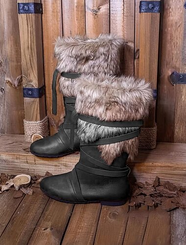  Médiéval Renaissance Chaussures Bottes hauteur genou Bottes jazz plates Ren Faire Pirate Viking Croisé Homme Celtique Pirate Halloween Mascarade Performance Soirée & Fête LARP Adulte Chaussures