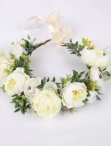  Accesorios bohemios para el cabello, diadema de flores para boda de estilo bosque, corona floral con vegetación, accesorio para fotos
