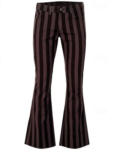  Rétro Vintage Années 1970 Groovy Pantalons à pattes d'éléphant Pantalon évasé Disco Taille Normale Rayé Homme Halloween Carnaval Vacances Festival de Musique Festival Adulte Pantalon