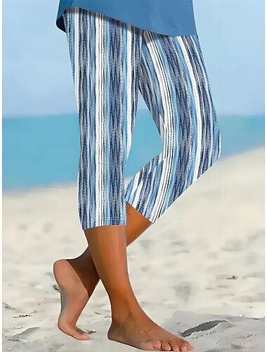  Leggings für Frauen Capri-Hosen hohe Elastizität Urlaubsmoden modische Streetwear volle Länge mittlere Taille grafische Linien/Wellen Druck thermisch warm atmungsaktiv weich dehnbar im Freien