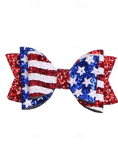  Pinzas para el cabello del Día de la Independencia, lazos con purpurina para el 4 de julio, accesorios para el cabello con la bandera estadounidense patriótica y estrella para niñas.