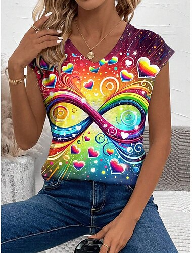  LGBT Pride Parade Pride Regnbåge Kvinnors Camisole Tank Top Ombre Grafik Regnbåge Stilren Avslappnad Ärmlös V-Hals Vanliga Toppar Daglig Tryck Regnbåge Sommar Vår