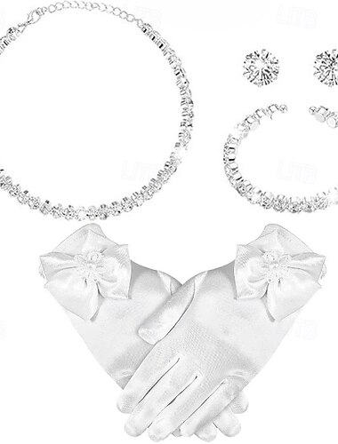  Brudesmykkesæt 1 sæt zirkon rhinsten øreringe halskæde armbånd dame elegant stilfuld sød smykkesæt til bryllupsfest særlig lejlighed